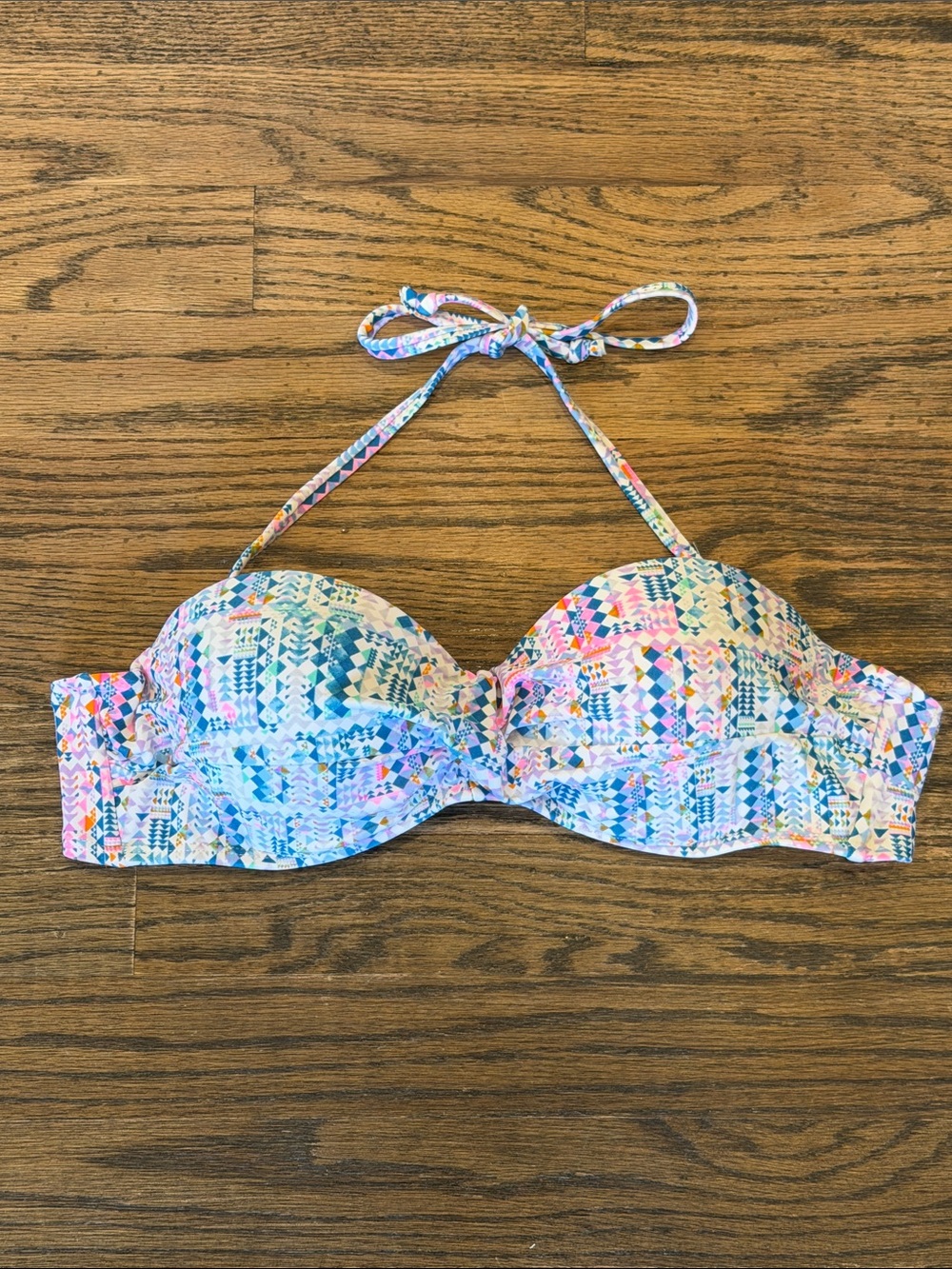 Primark Multicolor Geometric Bandeau Halter Swim Top